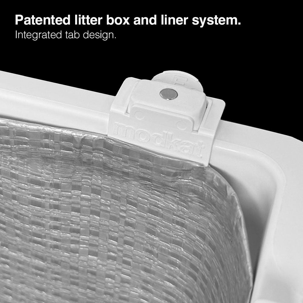 Patented litter box and liner system - integrated tab design