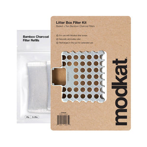 Litter Box Filter Kit - Filter Basket and two Bamboo Charcoal Filters